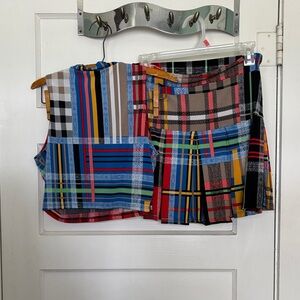 Good Time USA Colorful Plaid Two-Piece Skirt Set Size M